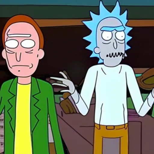 Prompt: rick and morty played by christopher walken and michael cera live action 4 k movie