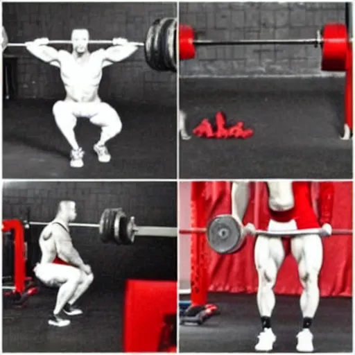 Image similar to santa lifting weights, leg day, squats