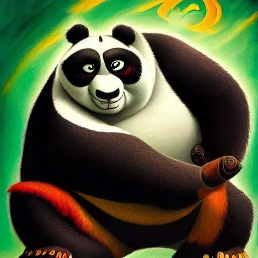 Image similar to a painting of a kung fu panda, stylized, beautiful, unimaginable, very high detailed, sharp focus, trending on artstation, cgsociety, deviantart