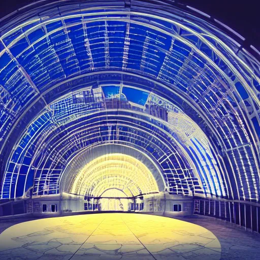 Prompt: City inside of a dome, realistic, glow, night,