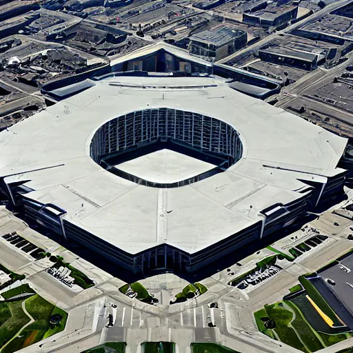 Image similar to a photo of the pentagon taken from a helicopter, ultra realistic,