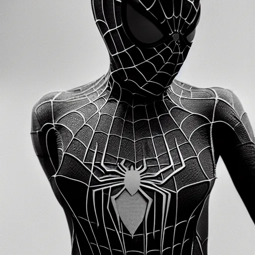 Prompt: award winning real photo by peter lindbergh of spiderman, insanely detailed, fashion photography, insanely beautiful, real, ultrafine details, extremely precise, elegant