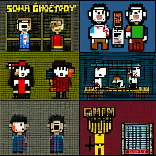 Image similar to sopranos video game, 1 6 - bit, pixel art