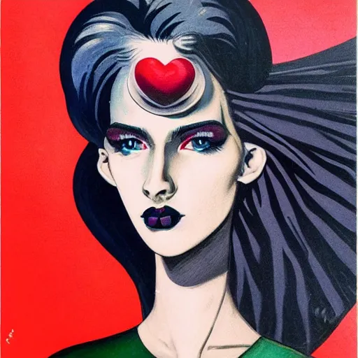Image similar to a detailed and complex, highly detailed, concept art, soviet propaganda poster depicting a portrait of a gothic e - girl with neon hair. painting by irakli toidze