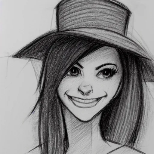 Image similar to milt kahl pencil sketch of victoria justice with a cowboy hat