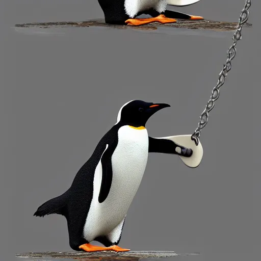 Image similar to realistic penguin sitting on a swing, hyper detailed, trending on artstation