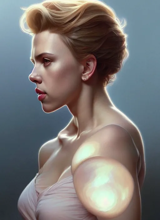 Image similar to ultra realistic illustration, handsome scarlett johansson. realistic intricate, elegant, highly detailed, digital painting, artstation, concept art, smooth, sharp focus, illustration, art by artgerm and greg rutkowski and alphonse mucha and wlop