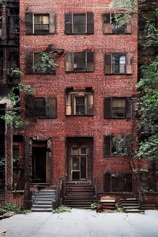 Prompt: (((((a ramshackle manhattan brick brownstone deep in the forest))))) by Lorenzo Lanfranconi!!!!!!!!!!!!!!!!!!!!!!!!!!!