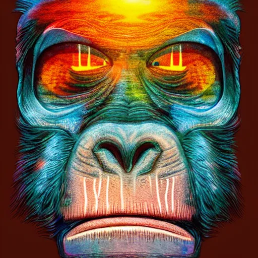 Image similar to stoned ape theory, psilocybin mushrooms, abstract, evolution