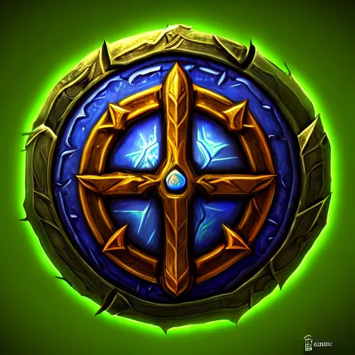 Image similar to bright shield of warcraft blizzard shield art, a spiral green leaves shield. bright art masterpiece artstation. tree and roots shield, 8k, sharp high quality illustration in style of Jose Daniel Cabrera Pena and Leonid Kozienko, green colored theme, concept art by Tooth Wu,