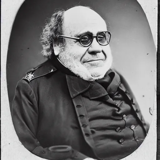 Prompt: daguerreotype photograph of danny devito as a civil war general