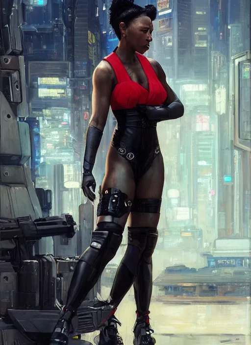 Prompt: black chun li. space buns. cyberpunk police trooper in a military vest ( blade runner 2 0 4 9, cyberpunk 2 0 7 7 ). orientalist portrait by john william waterhouse and james gurney and theodore ralli and nasreddine dinet, oil on canvas. cinematic, hyper realism, realistic proportions, dramatic lighting, high detail 4 k
