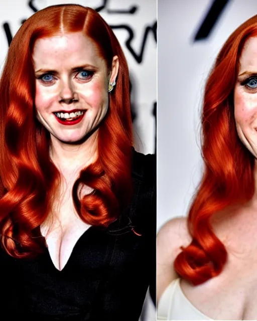 Image similar to style of swoon : : gorgeous vampire amy adams : : sharp teeth fangs, open mouth sneer : : symmetrical face, symmetrical eyes : : gorgeous red hair : : magic lighting, low spacial lighting : :