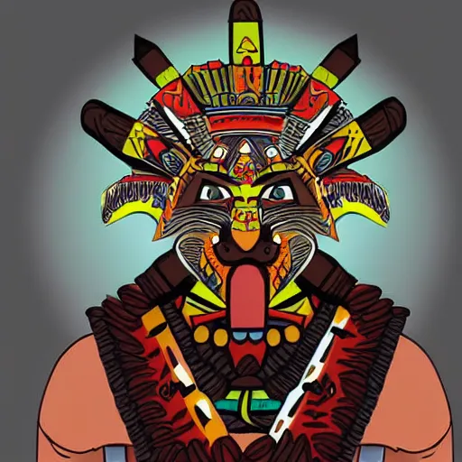 Prompt: Character Design, aztec warrior with jaguar mask