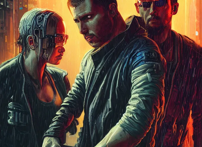 Image similar to cyberpunk jujitsu match ( blade runner 2 0 4 9, dystopian, cyberpunk 2 0 7 7 character design ). portrait by james gurney and laurie greasley, oil on canvas. cinematic, hyper realism, realistic proportions, anatomy, dramatic lighting, high detail 4 k