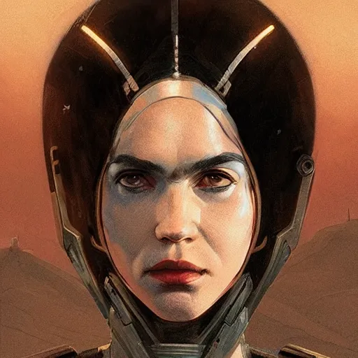 Image similar to Portrait of Grimes in Dune 1984, illustrated by Greg Rutkowski, trending on artstation, artstationHQ, artstationHD, 4k, 8k