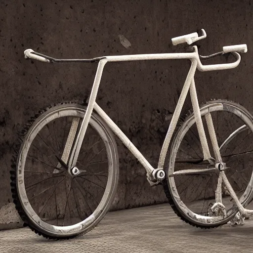 Image similar to fixed gear bike made of flesh and bones, scream and fear, body-horror, high detail, photorealism, full length view, insanely intricate details, octane render, 16k, 8k