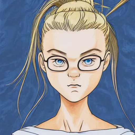 Prompt: professional painting of Elle Fanning in the style of Akira Toriyama, head and shoulders portrait, symmetrical facial features, smooth, sharp focus, illustration, intricate, stormy weather, extremely detailed masterpiece,