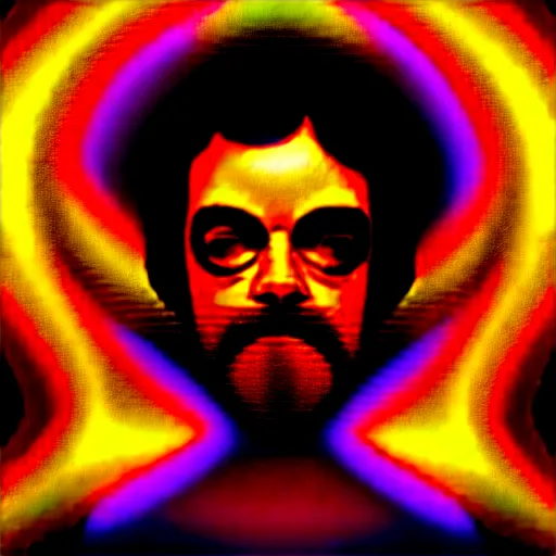 Image similar to terence McKenna posing seductively with psychedelic mushrooms, psychedelic, fractal, cinematic lighting, dramatic, octane render, full body, trending on artstation, perfect facial symmetry, bokeh, 8k, intricate, hyper detailed