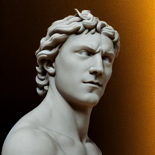 Image similar to a 3 d render of the head of david marble statue, in the style of michelangelo