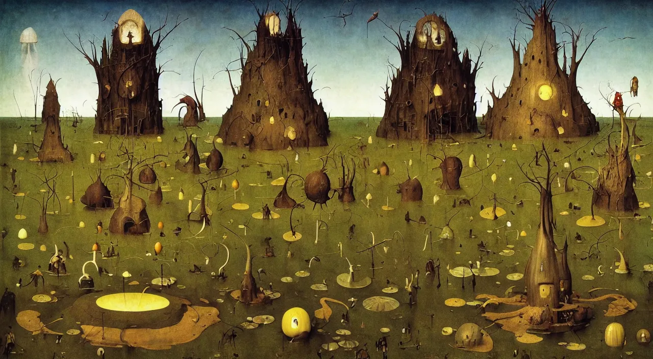 Image similar to single flooded simple!! fungus gourd tower anatomy, very coherent and colorful high contrast masterpiece by norman rockwell franz sedlacek hieronymus bosch dean ellis simon stalenhag rene magritte gediminas pranckevicius, dark shadows, sunny day, hard lighting