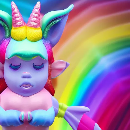 Prompt: aesthetic realistic 8 k rainbow pink gnome unicorn