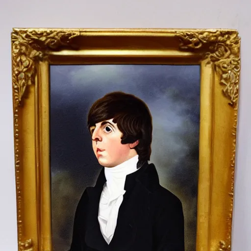 Image similar to regency era painting of a young paul mccartney in the style of henry pierce bone