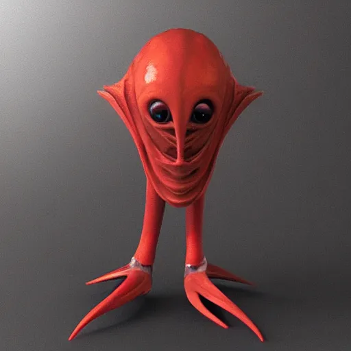 Prompt: “Red skinned squid faced humanoid alien in the style of Star wars. 3D blender render”