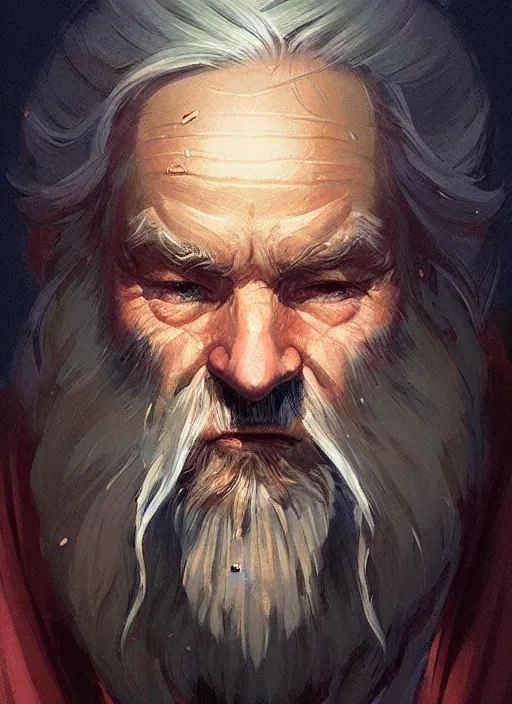 Image similar to old man with light beard, long hair, jedi, modern, colourful!! highly detailed, digital painting, artstation, concept art, sharp focus, illustration, by greg rutkowski