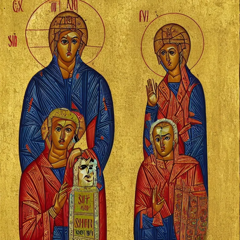 Prompt: byzantine icon depicting a shiba inu god