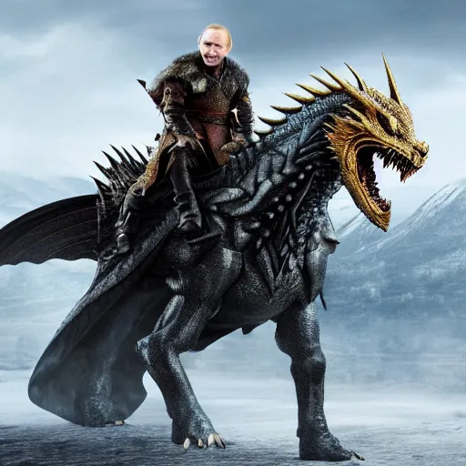 Image similar to Vladimir Putin riding a dragon from Game of Thrones