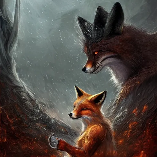 Prompt: a fox in elden ring, elden ring, dark souls, epic fantasy art