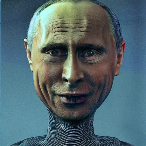 Prompt: portrait by giger of vladimir putin who became an ugly retarded lovecraftian worm monstrosity, photo - realistic, color image, 2 k, highly detailed