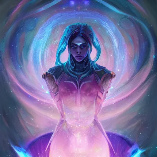 Image similar to cosmic tailor, ethereal, full-body portrait, astral background, science fantasy, portrait, highly detailed, digital painting, artstation, concept art, sharp focus, illustration, art by terese nielsen and livia prima and magali villeneuve