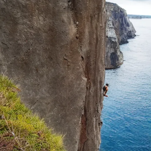 Image similar to man cliff jumping off the edge of the world