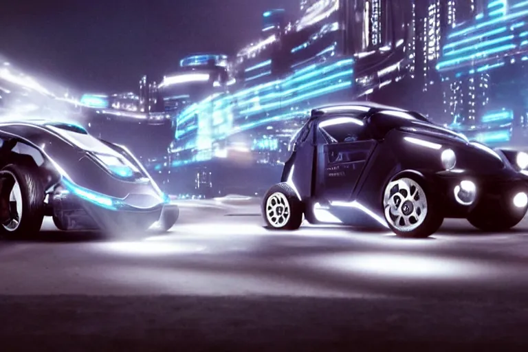 Image similar to epic Renault 4 car in the Movie TRON (2010)