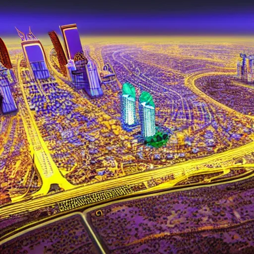 Image similar to riyadh city in the style of yongoh kim