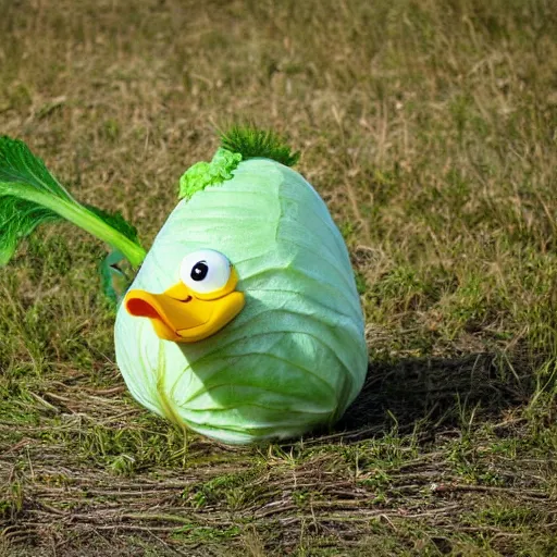 Image similar to a cabbage dressed as a duck