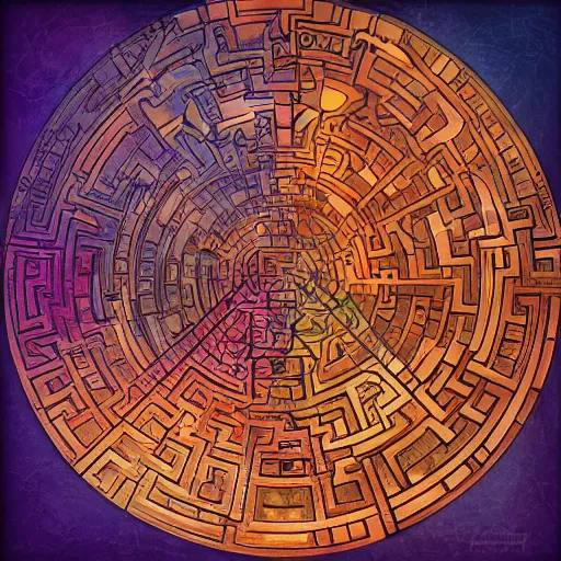 Image similar to amazing maze labyrinth steampunk style by albert gleizes and by hilma klint, hd, artstation, alive colors