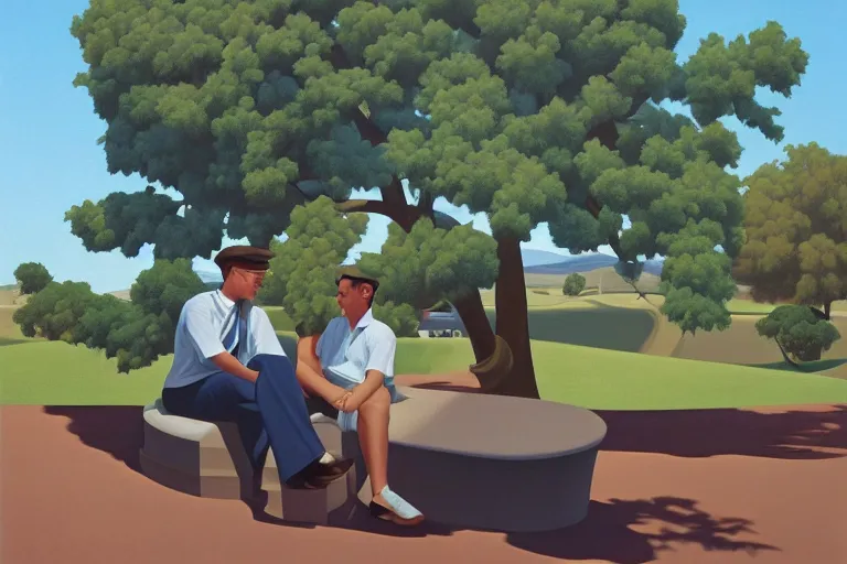 Image similar to two men talking, summer afternoon, kenton nelson