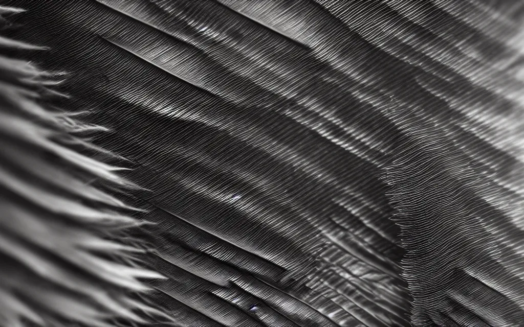 Image similar to close up of feathers, high contrast cinematic lighting, ambient occlusion render, duotone, detailed