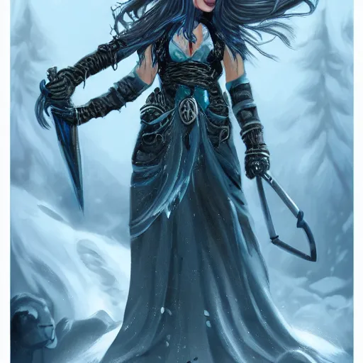 Image similar to ice witch destroys the patriarchy, trending on artstation, detailed art, high fantasy, beautiful