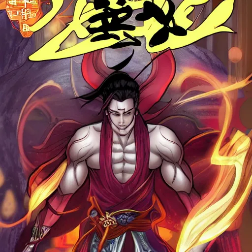 Image similar to xianxia hero comic book cover, full color