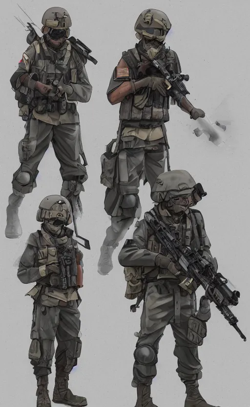 Image similar to mechanized infantry squad, urban warfare, soldier clothing, combat helmet, anime style, short hair, hair down, symmetrical facial features, from arknights, hyper realistic, 4 k, rule of thirds, extreme detail, detailed drawing, trending artstation, hd, tarkov, realistic lighting, by alphonse mucha, greg rutkowski, sharp focus, backlit