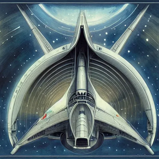 Image similar to design only, symmetry, starship enterprise, by jean - baptiste monge