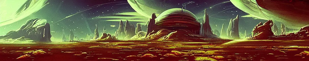 Image similar to retro sci-fi alien landscape