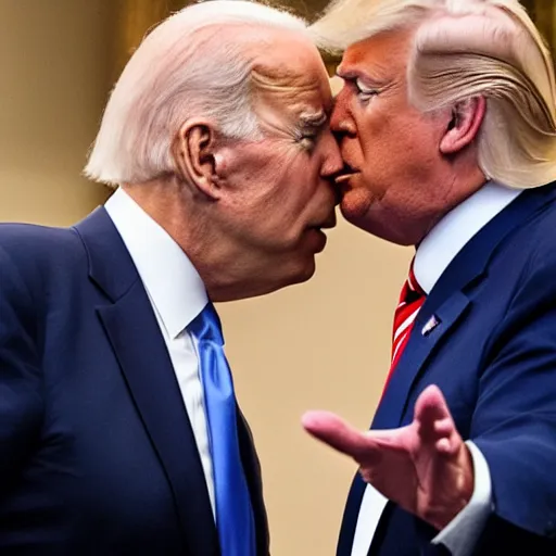 Image similar to Joe Biden and Donald Trump french kissing