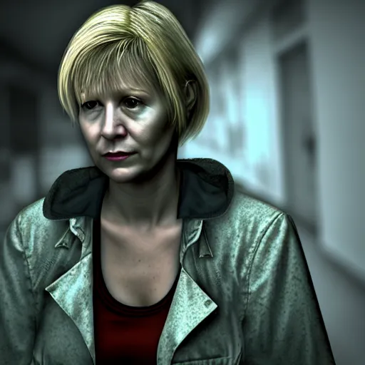 Image similar to heather mason in silent hill 3, 8 k, realistic,