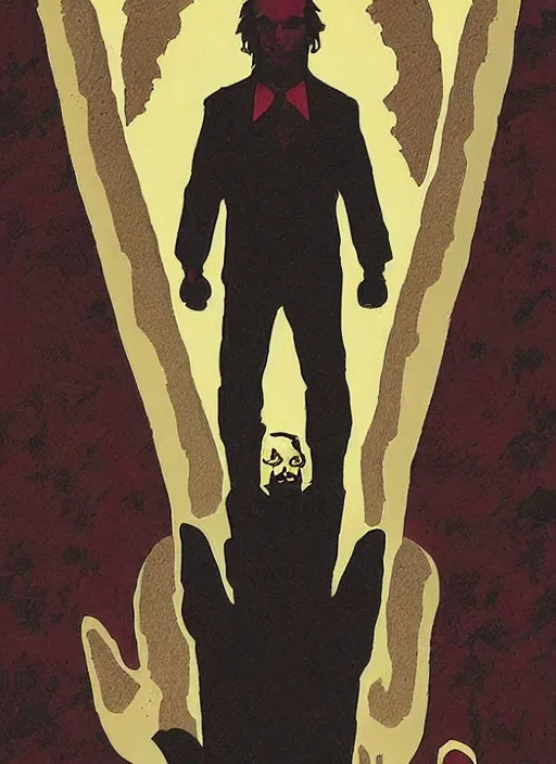 Prompt: twin peaks movie poster art by mike mignola