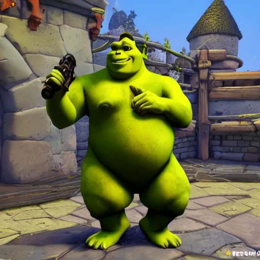 Image similar to shrek as a overwatch hero, ingame, focused, detailed, 4 k